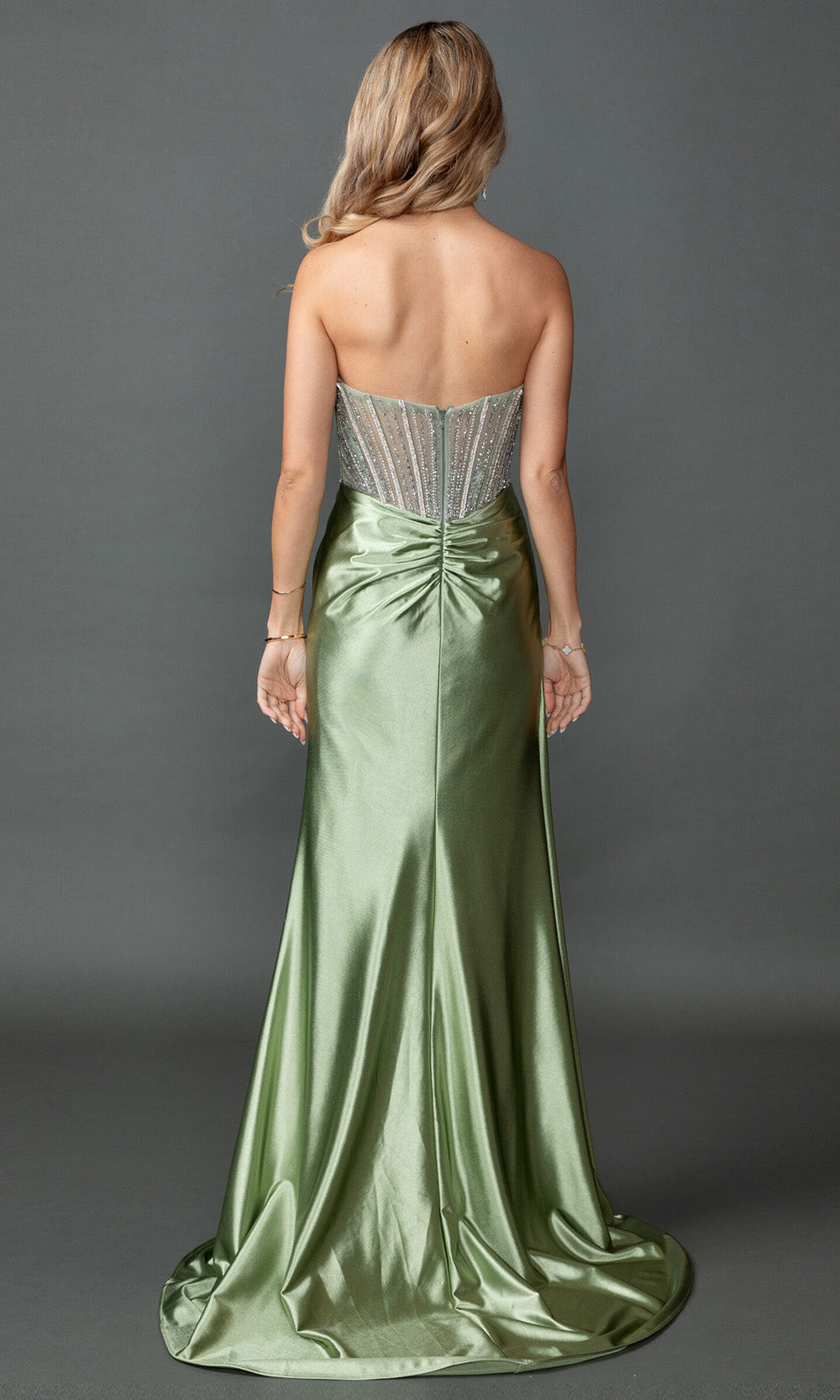 Dancing Queen 4593 - Semi-Sweetheart Basque Fitted Gown Prom Dresses in Olive 