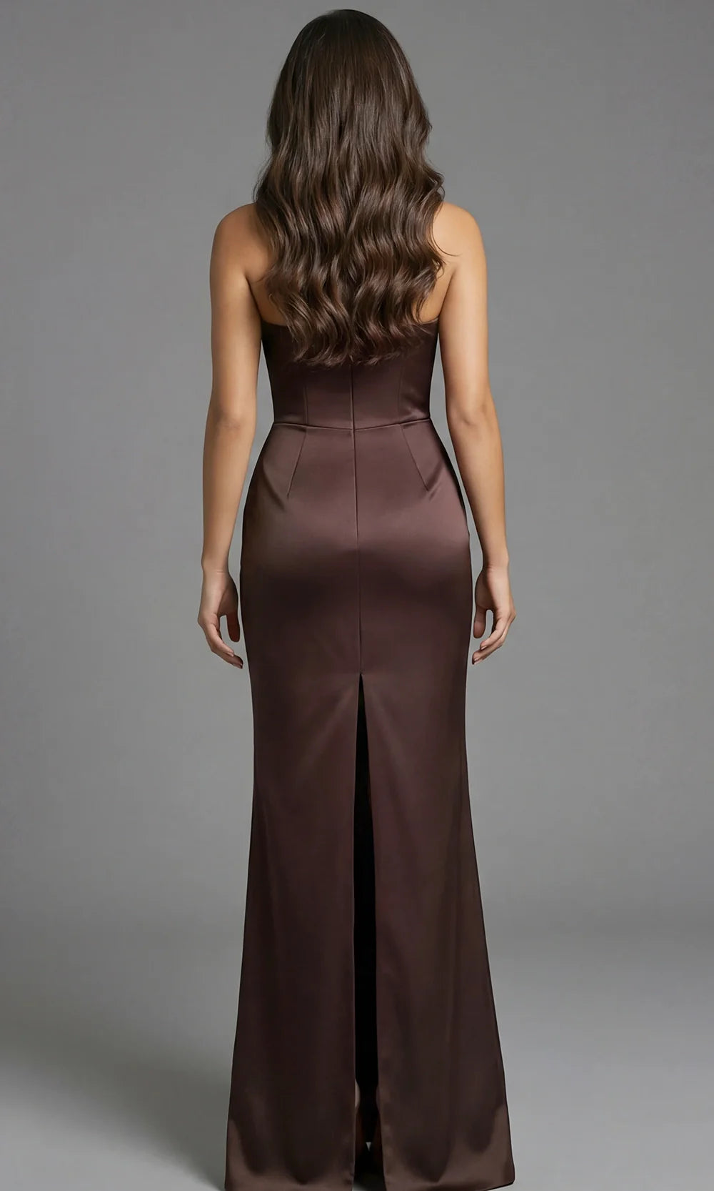 Jovani 45945 - Back Slit Strapless Asymmetric Evening Gown Prom Dresses  in Brown  