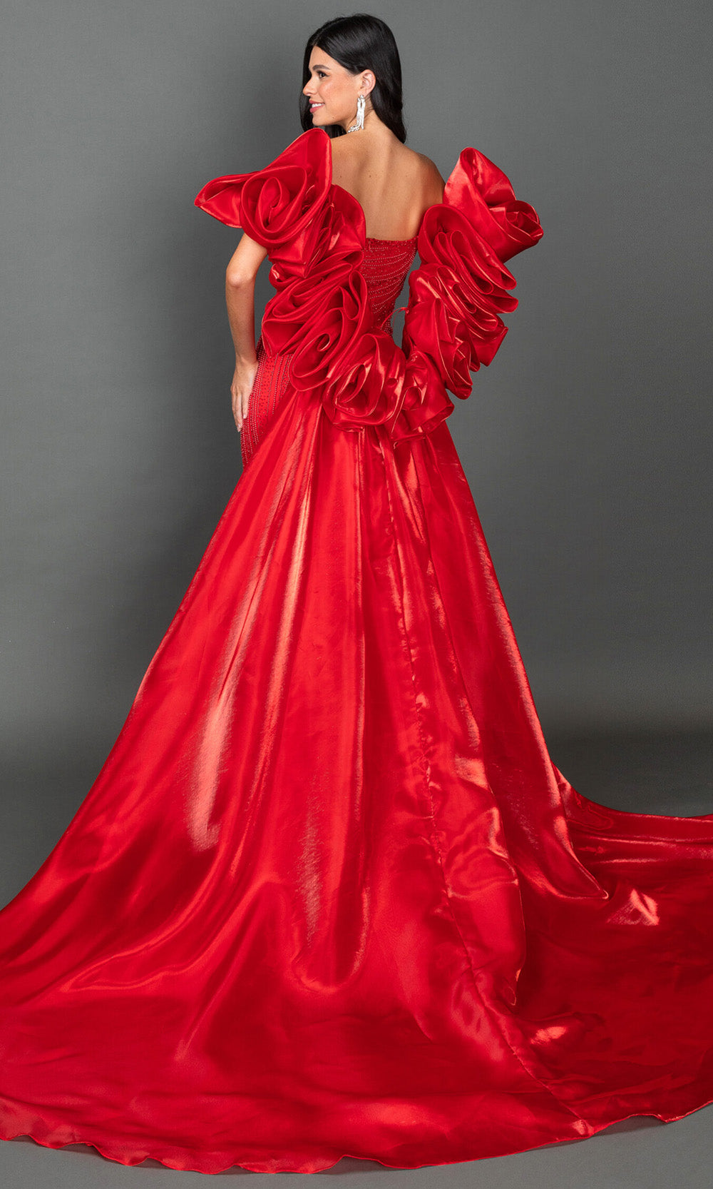 Dancing Queen 4597 - Fully Beaded Strapless Prom Gown In Red