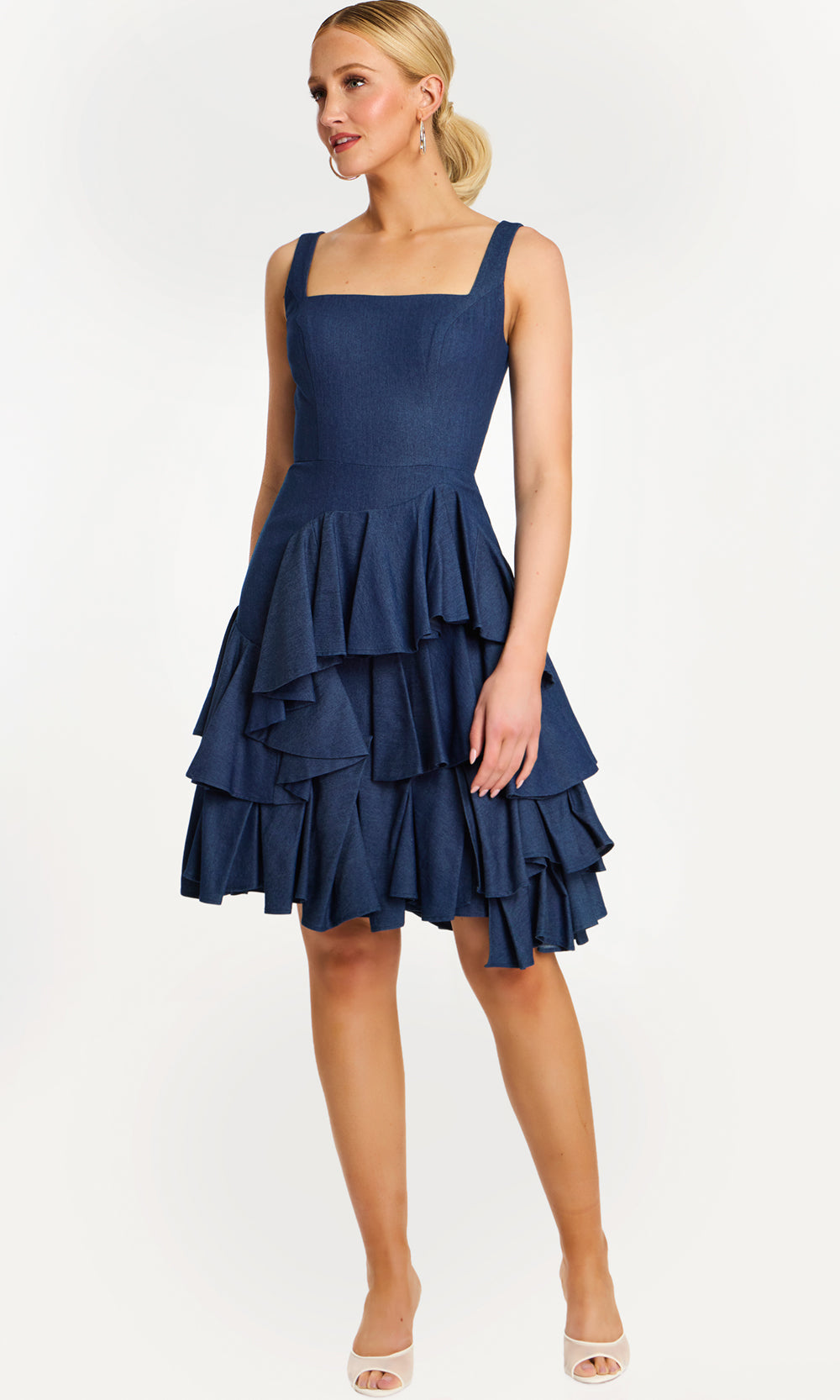 Jovani 45997 - Knee-length Denim A-line Dress