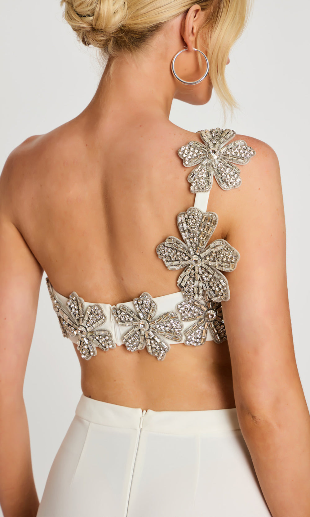 Jovani 46007 - Two Piece Pantsuit with Floral Appliques Formal Pantsuits  in Ivory  