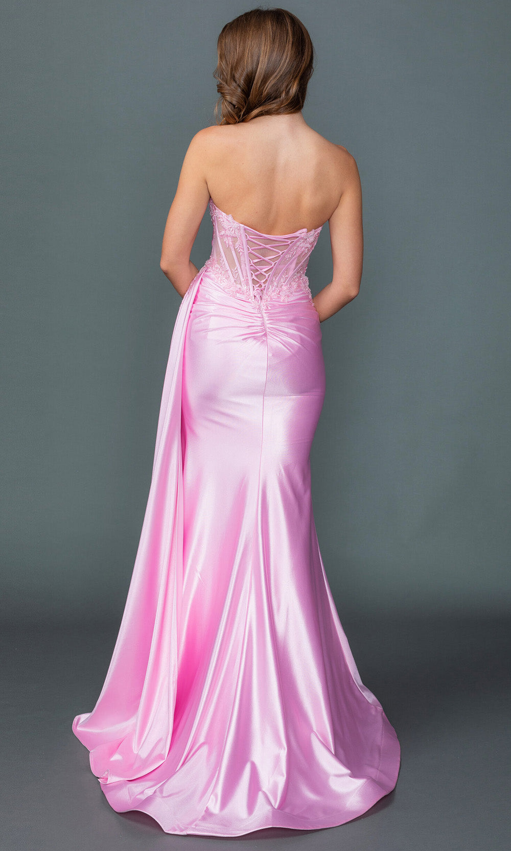 Dancing Queen 4603 - Lace Applique Sheath Prom Gown with Slit Evening Dresses in Pink 
