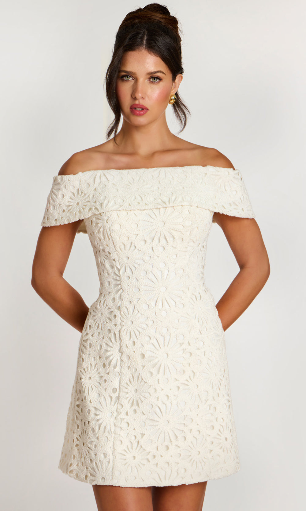 Jovani 46036 - Floral Lace A-Line Cocktail Dress Cocktail Dresses  in Off White