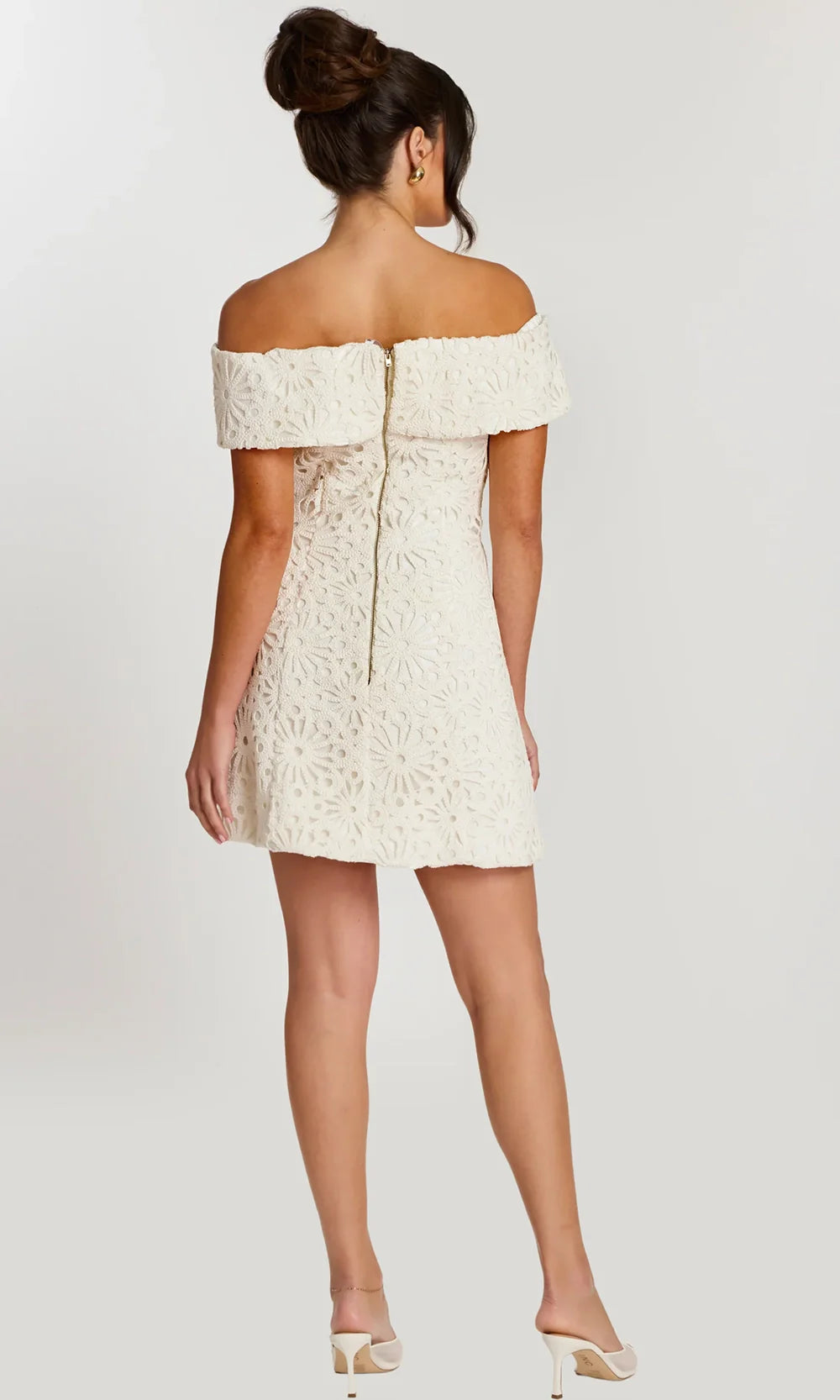Jovani 46036 - Floral Lace A-Line Cocktail Dress Cocktail Dresses  in Off White