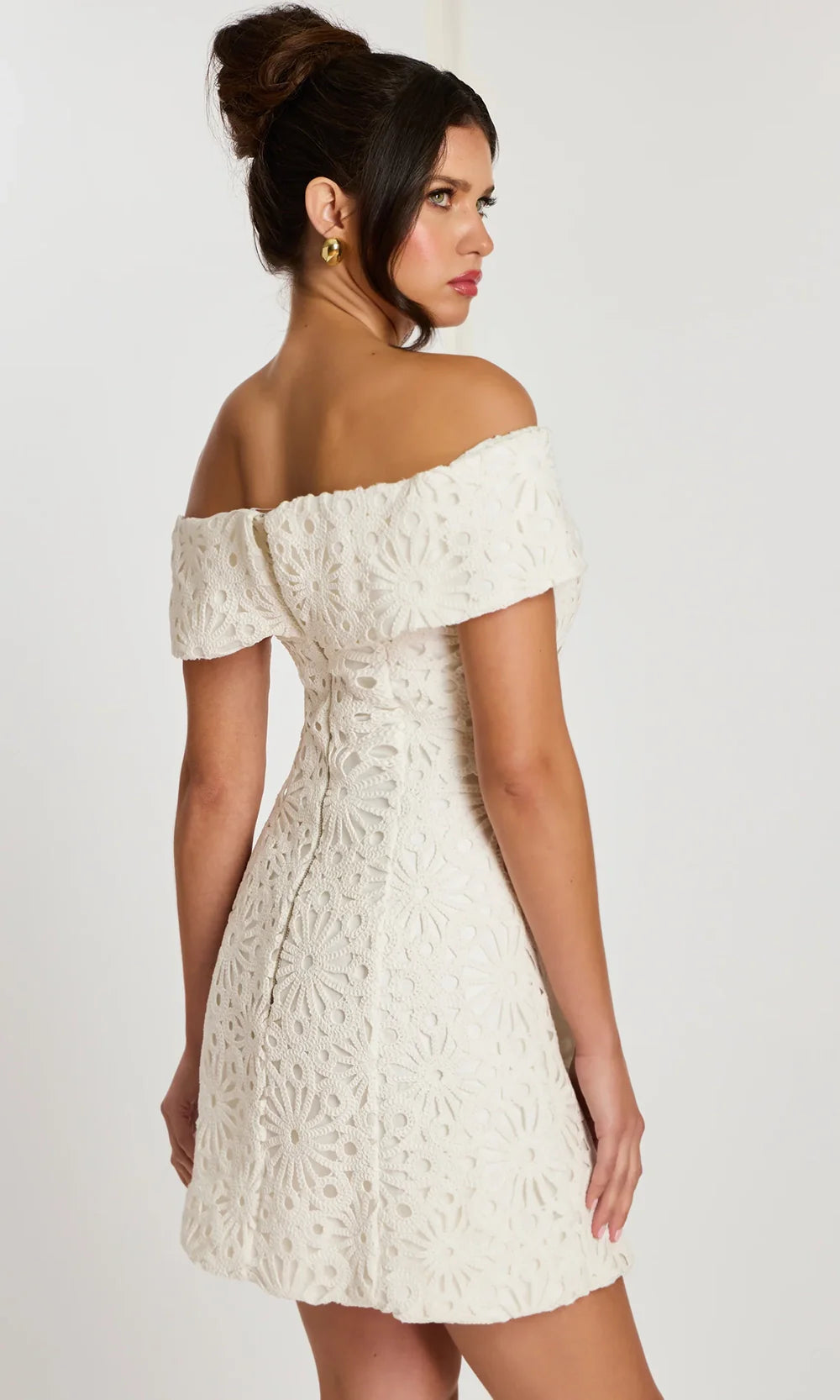 Jovani 46036 - Floral Lace A-Line Cocktail Dress Cocktail Dresses  in Off White