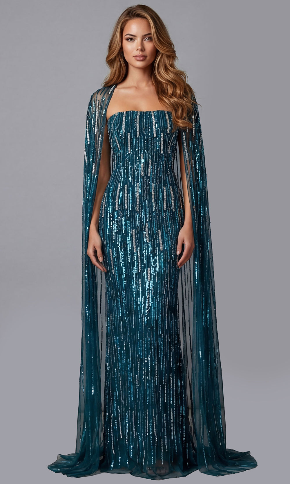 Jovani 46065 - Sequined Column Evening Gown