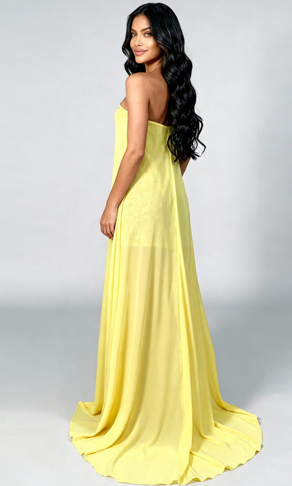 Jovani 46072 - Sequined Mini Dress with Dramatic Cape Special Occasion Dress In Yellow