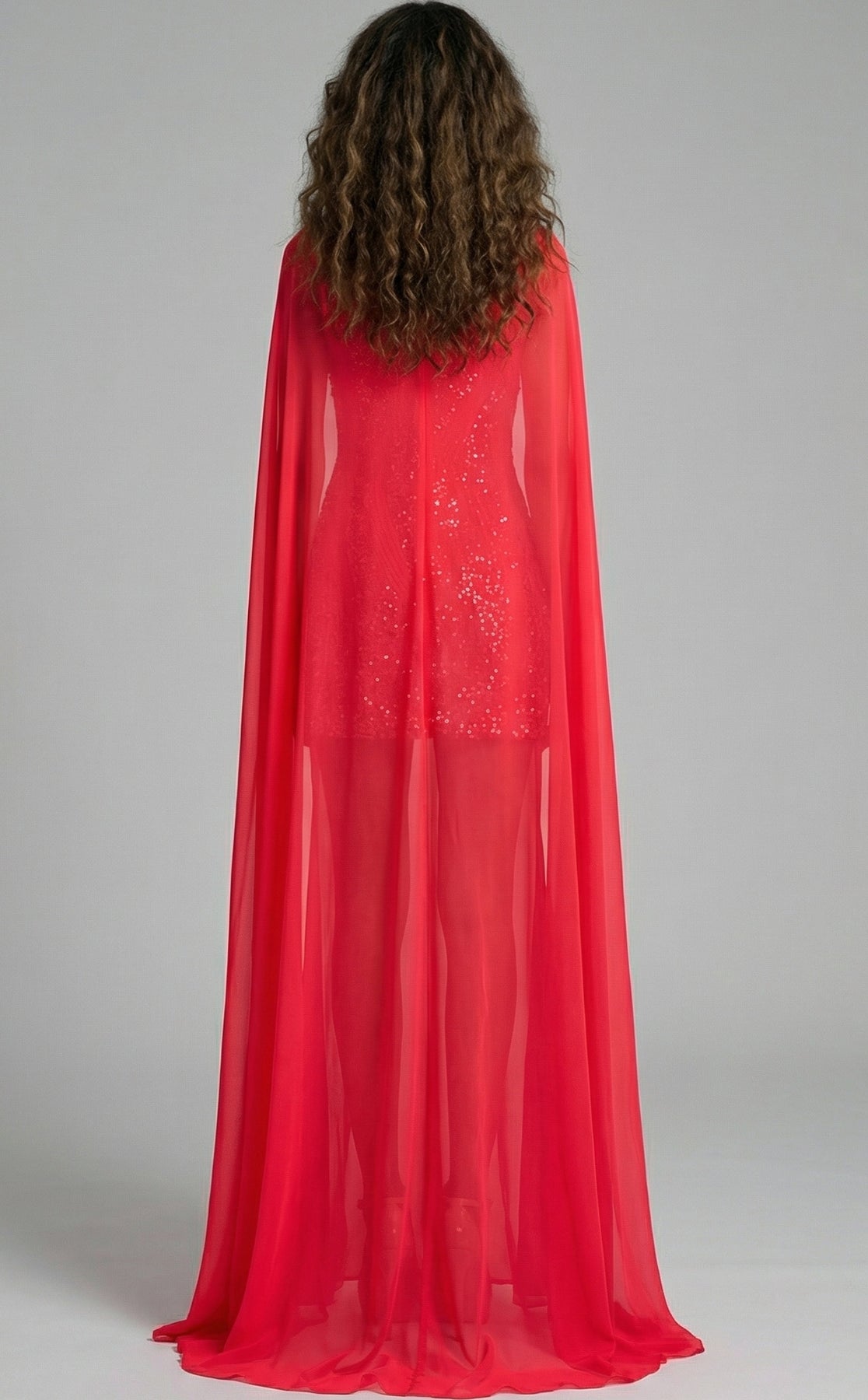 Jovani 46072 - Cape Detail Sequin Mini Dress
