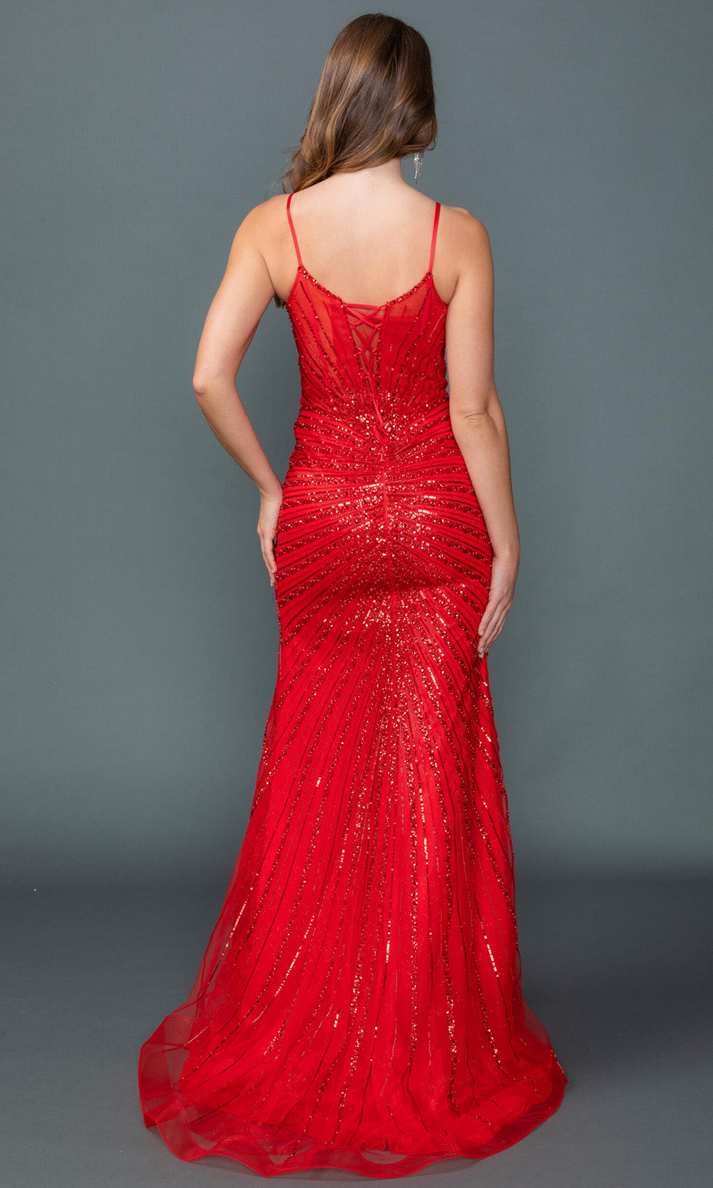 Dancing Queen 4610 - Sweetheart Long Prom Gown with Slit Prom Dresses in Red 