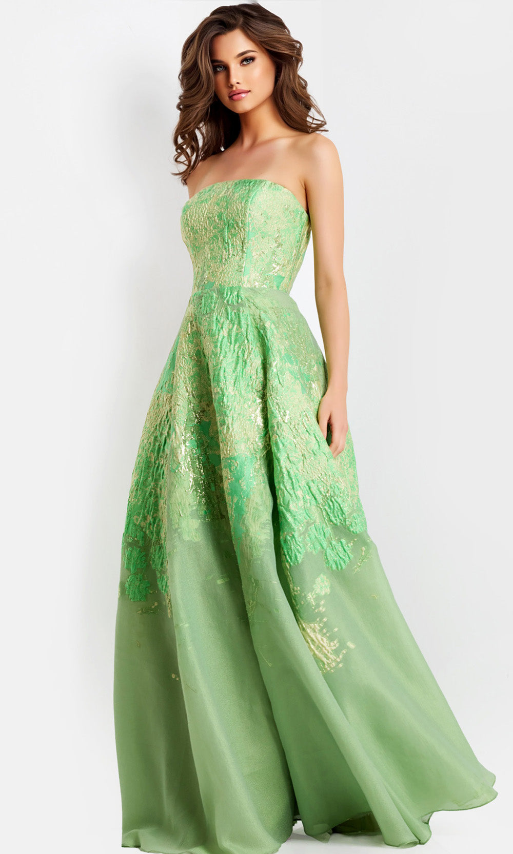 Jovani 46260 - Textured Straight Neckline Evening Gown