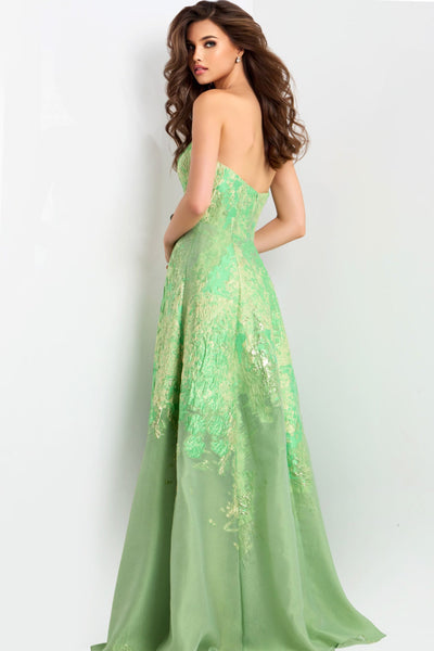 Jovani 46260 - Textured Straight Neckline Evening Gown Prom Dresses in In Green
