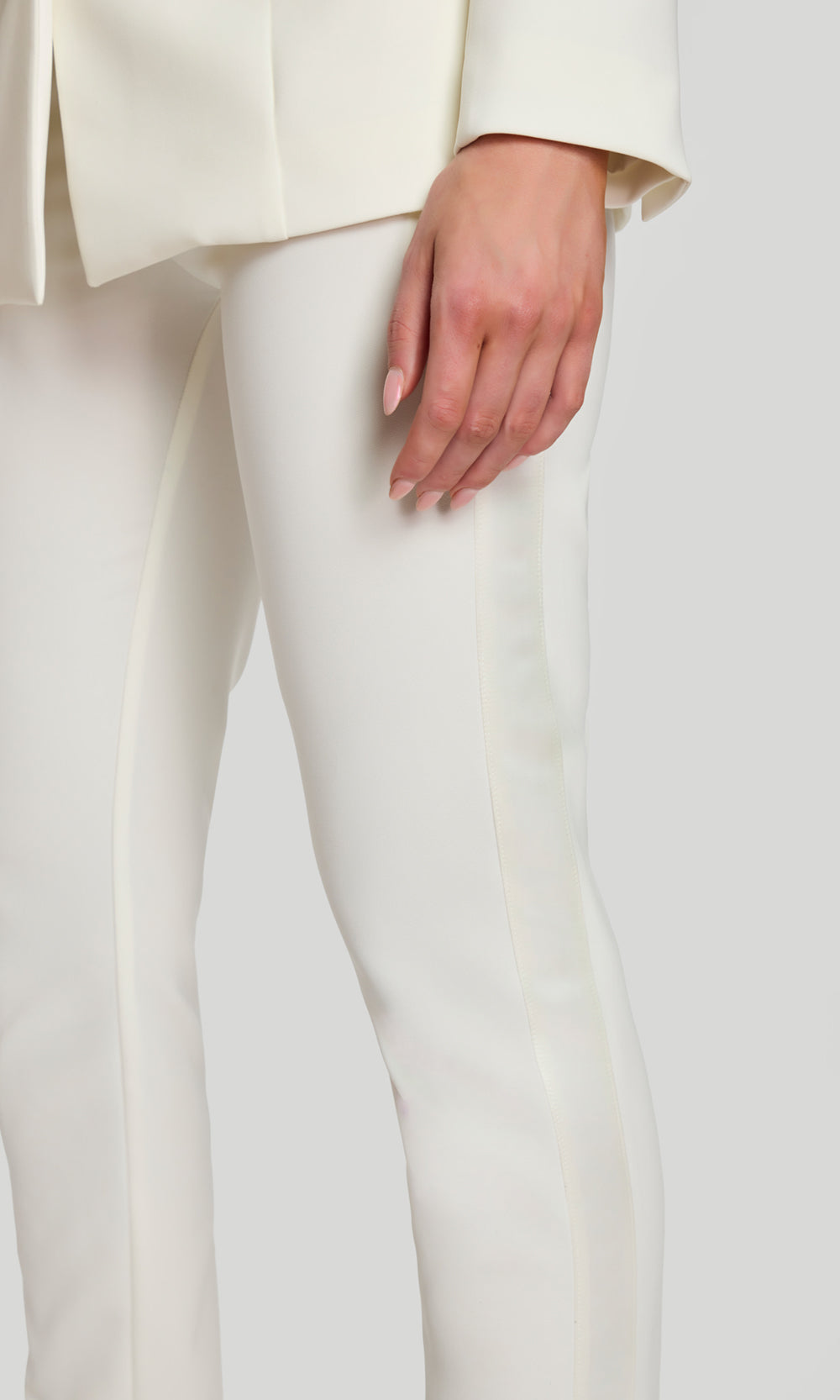 Jovani 46267 - Long Sleeve Fitted Pantsuit with Rhinestone Buttons Formal Pantsuits  in Off White