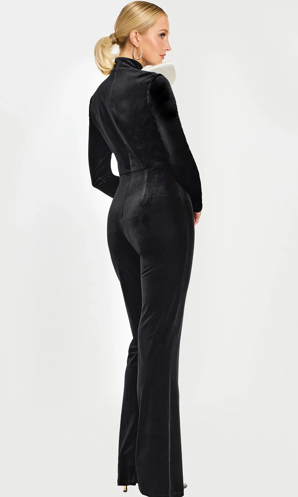 Jovani 46282 - High Neck Flared Two Tone Jumpsuit Formal Pantsuits  in Black White