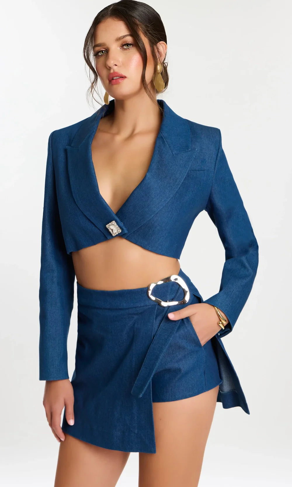 Jovani 46303 - Two Piece Denim Fitted Dress Party Dresses  in Denim  