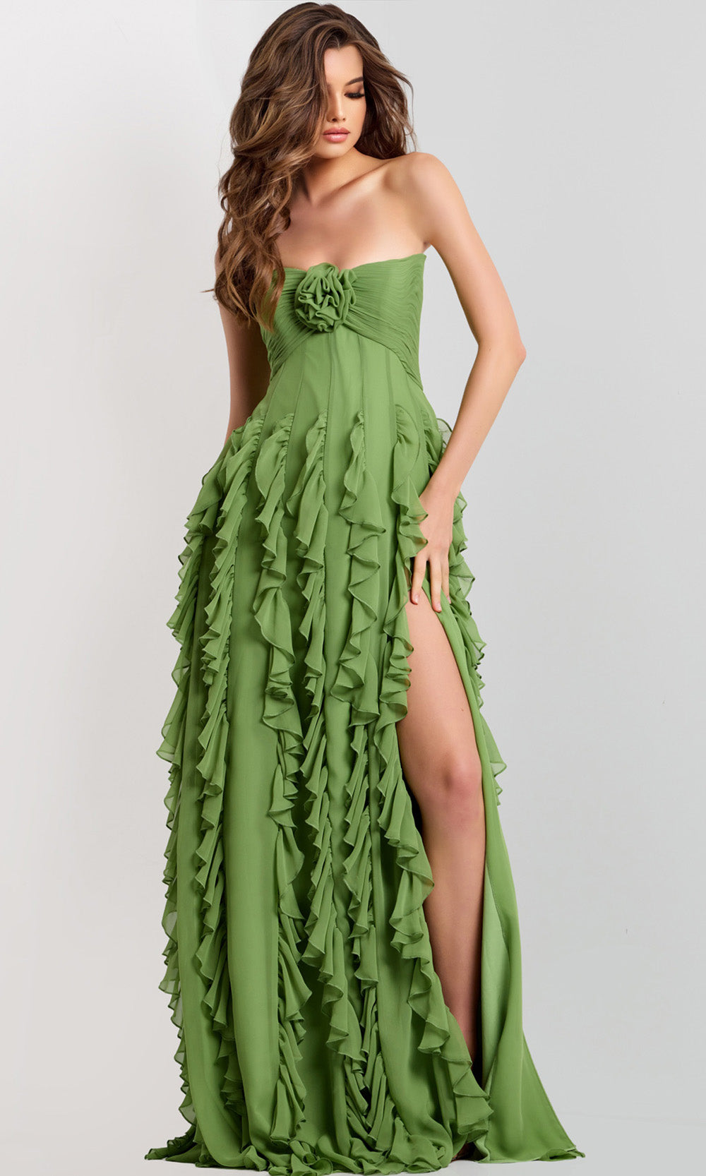 Jovani 46379 - Sweetheart Chiffon Gown with Ruffles