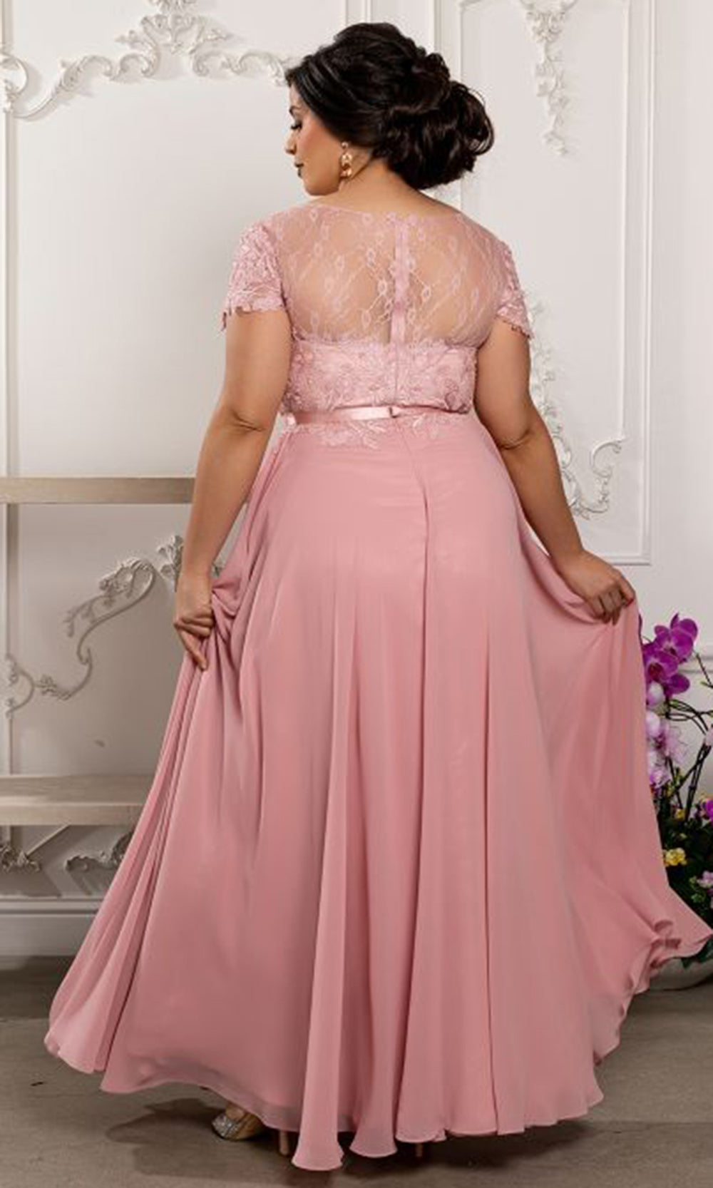 May Queen MQ2223 - Cap Sleeve Beaded Lace A-Line Gown