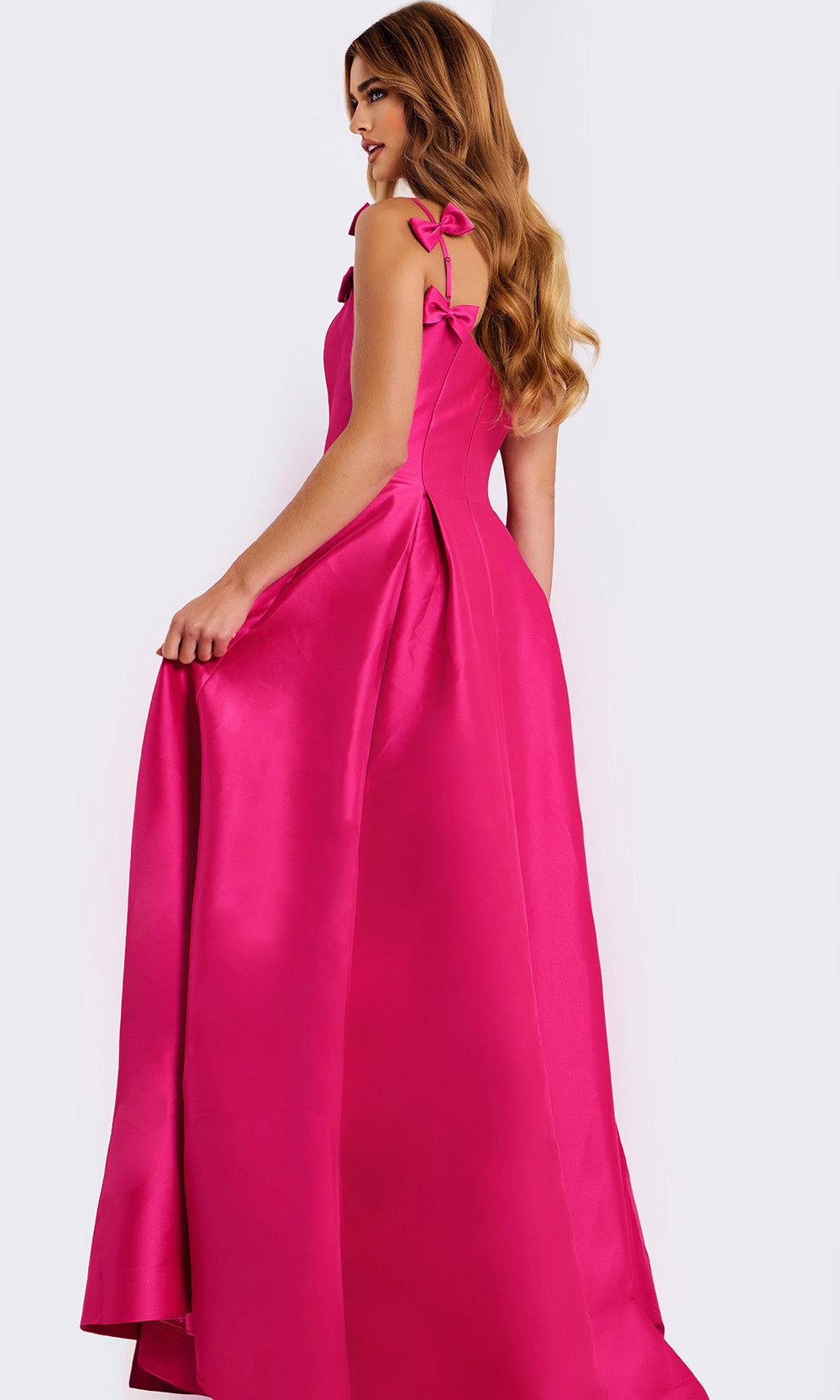 Jovani 46468 - Pleated Skirt Scoop Satin Gown Prom Dresses