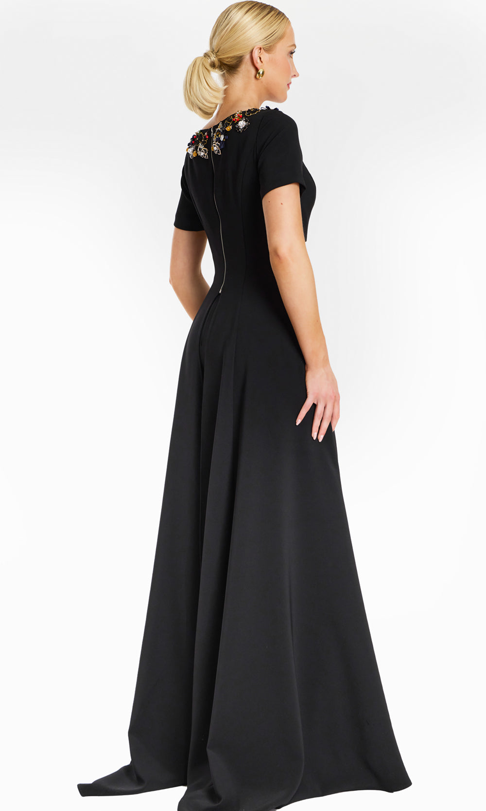 Jovani 46505 - Wide Leg Bateau Pantsuit with Multicolor Beading Formal Pantsuits  in Black  
