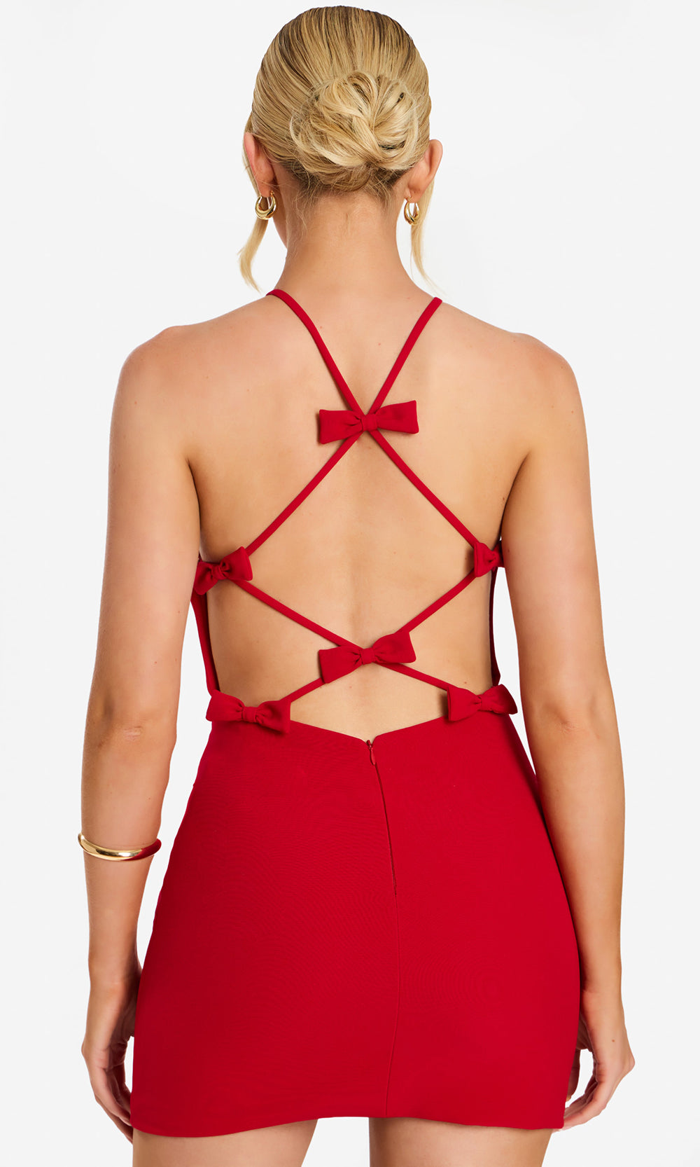 Jovani 46557 - Bow Accent Short Dress with Halter Neckline Prom Dresses  in Red  