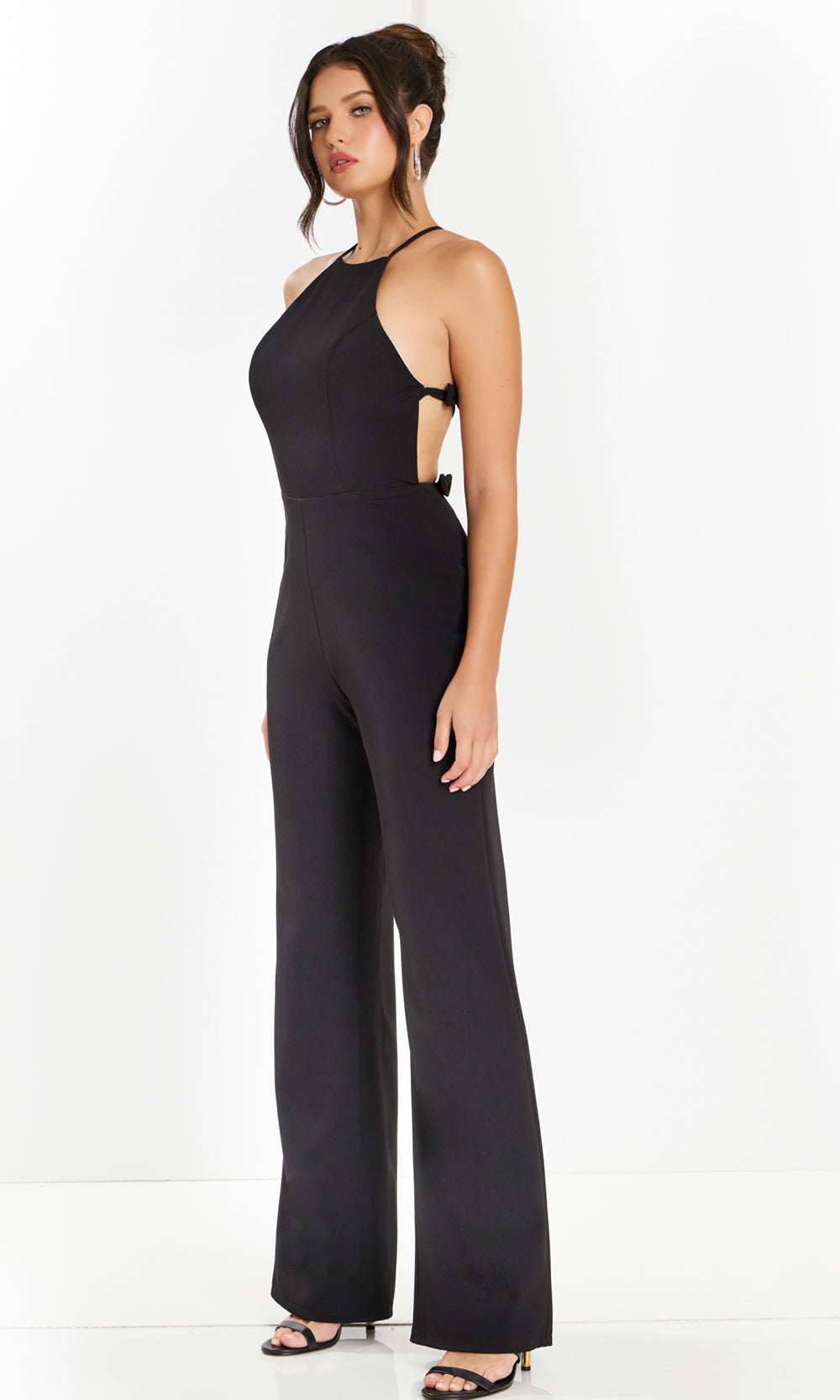Jovani 46558 - Crisscross Back Wide Leg Jumpsuit Formal Pantsuits  in Black  