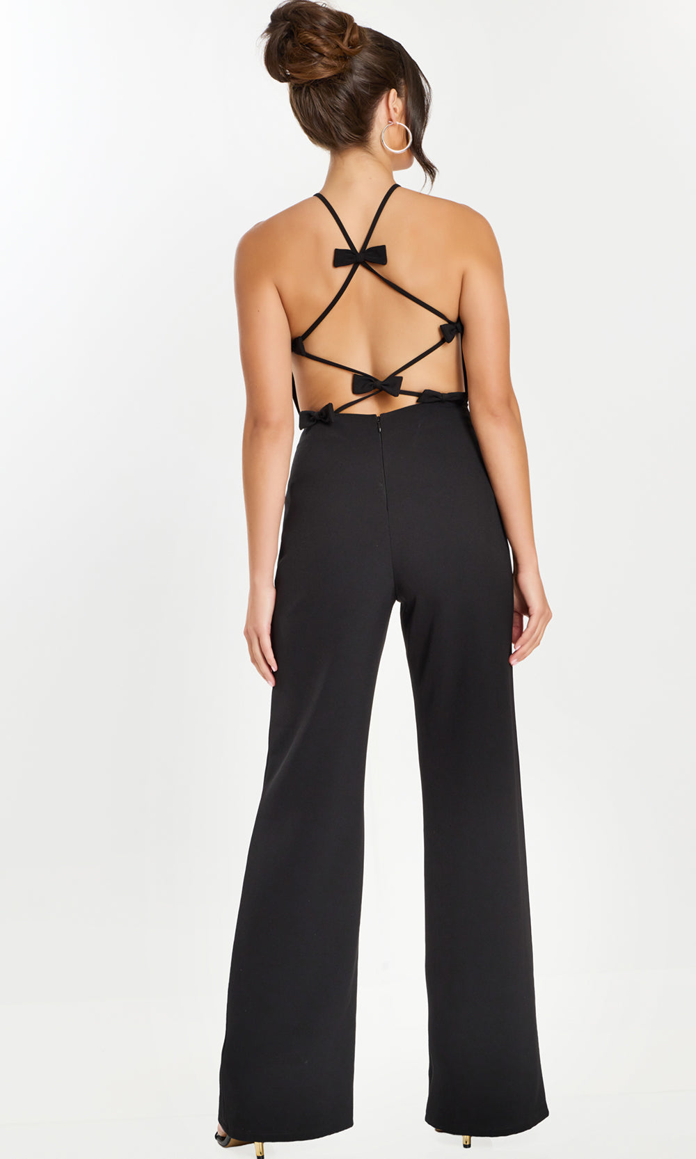 Jovani 46558 - Crisscross Back Wide Leg Jumpsuit Formal Pantsuits  in Black  