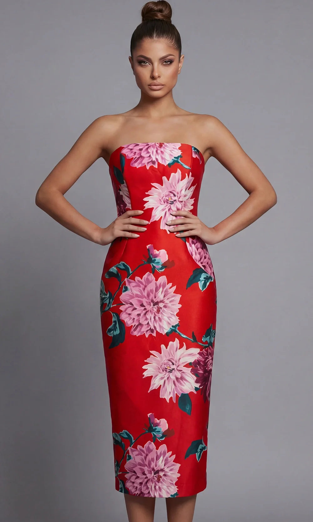 Jovani 46564 - Straight Neckline Floral Cocktail Dress Holiday Dresses  in Print  
