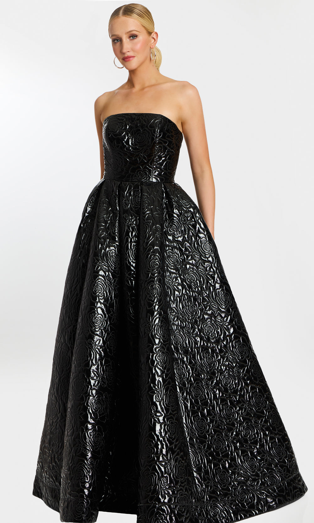 Jovani 46580 - Full Length Strapless Textured Gown Prom Dresses  in Black  