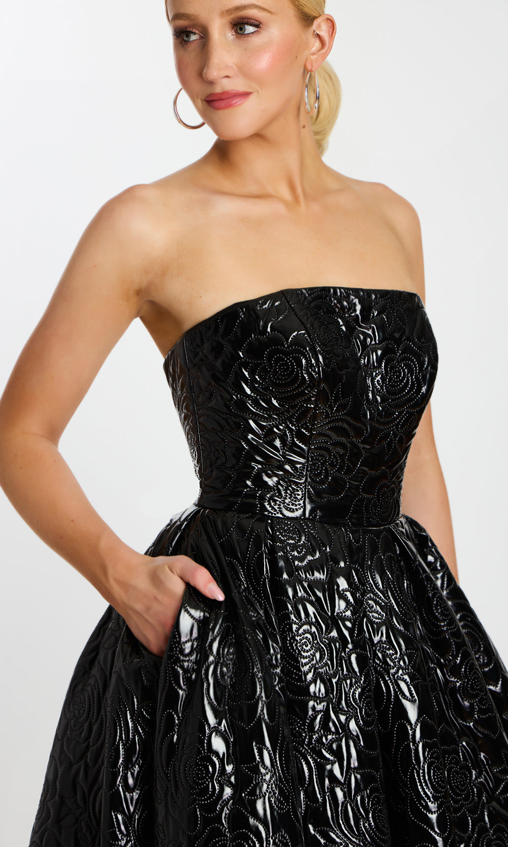Jovani 46580 - Full Length Strapless Textured Gown Prom Dresses  in Black  