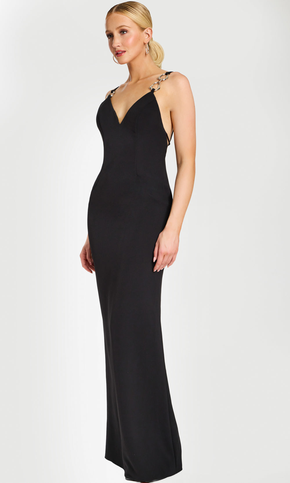 Jovani 46589 - Chain Strap Open Back Evening Gown Prom Dresses  in Black  