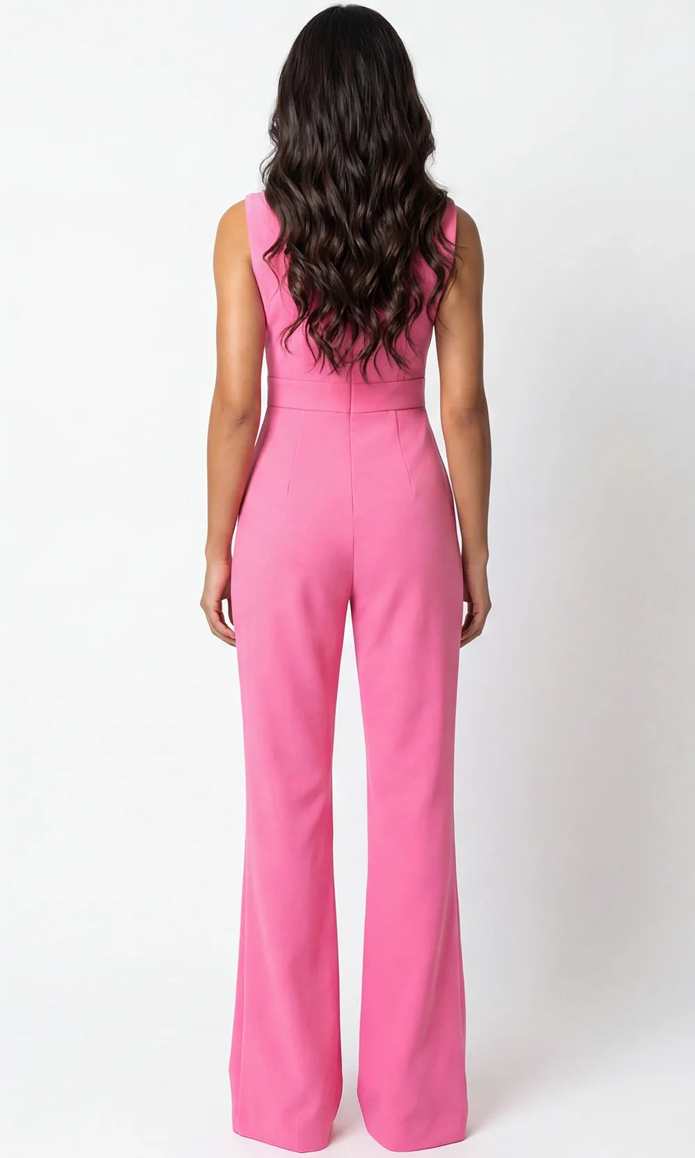 Jovani 46591 - Sleeveless High Neck Jumpsuit with Cutout Formal Pantsuits  in Hot Pink White