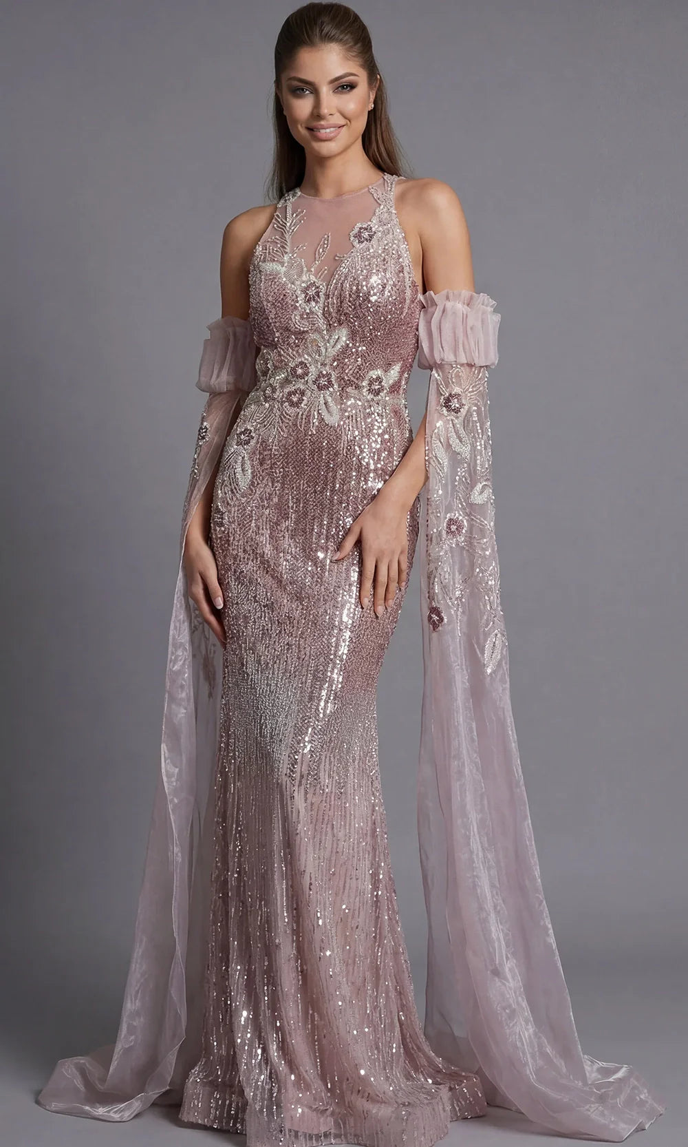 Jovani 46674 - Halter Neck Embellished Sheath Gown Mother Of The Bride Dresses  in Pink  