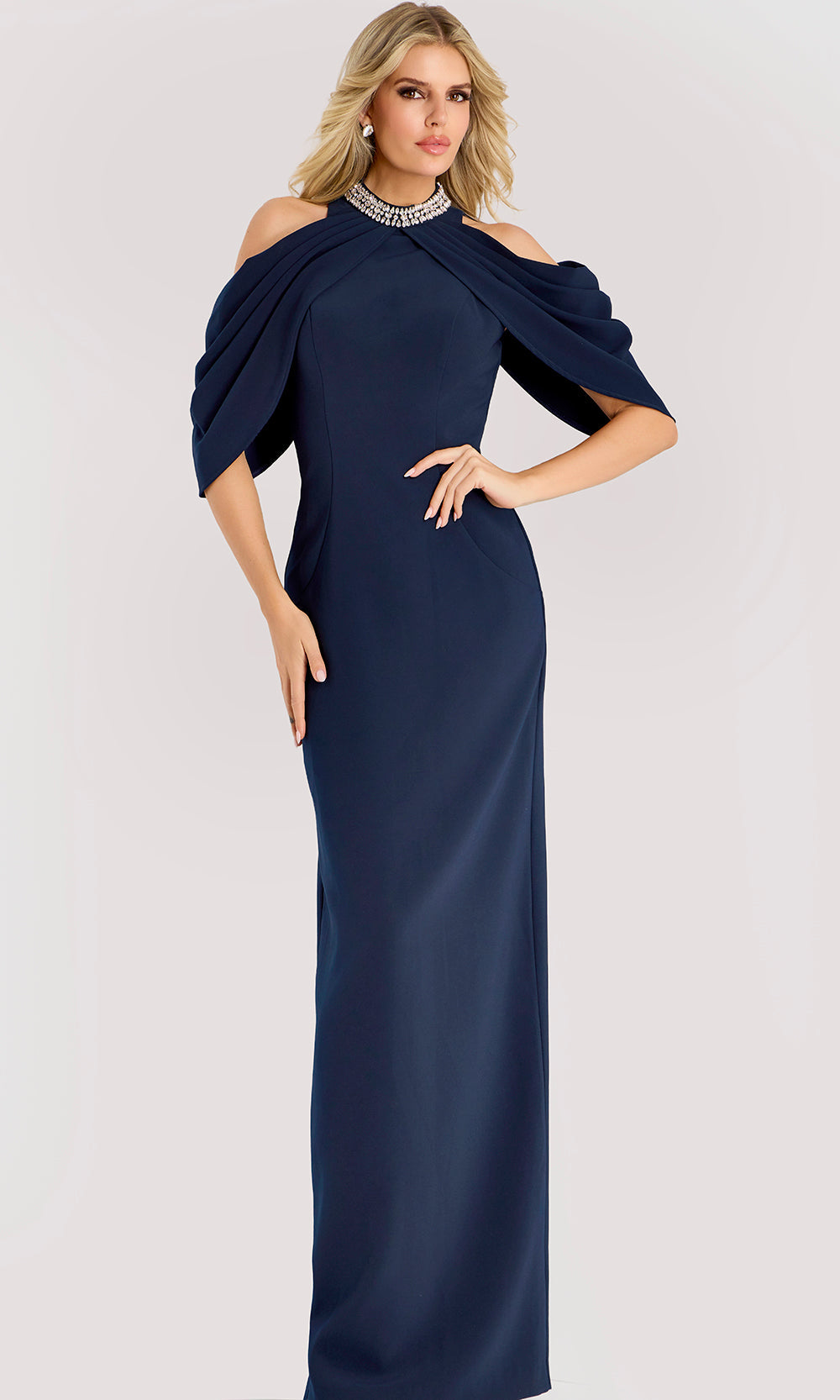 Jovani 46742 - Cold Shoulder Back Slit Evening Gown