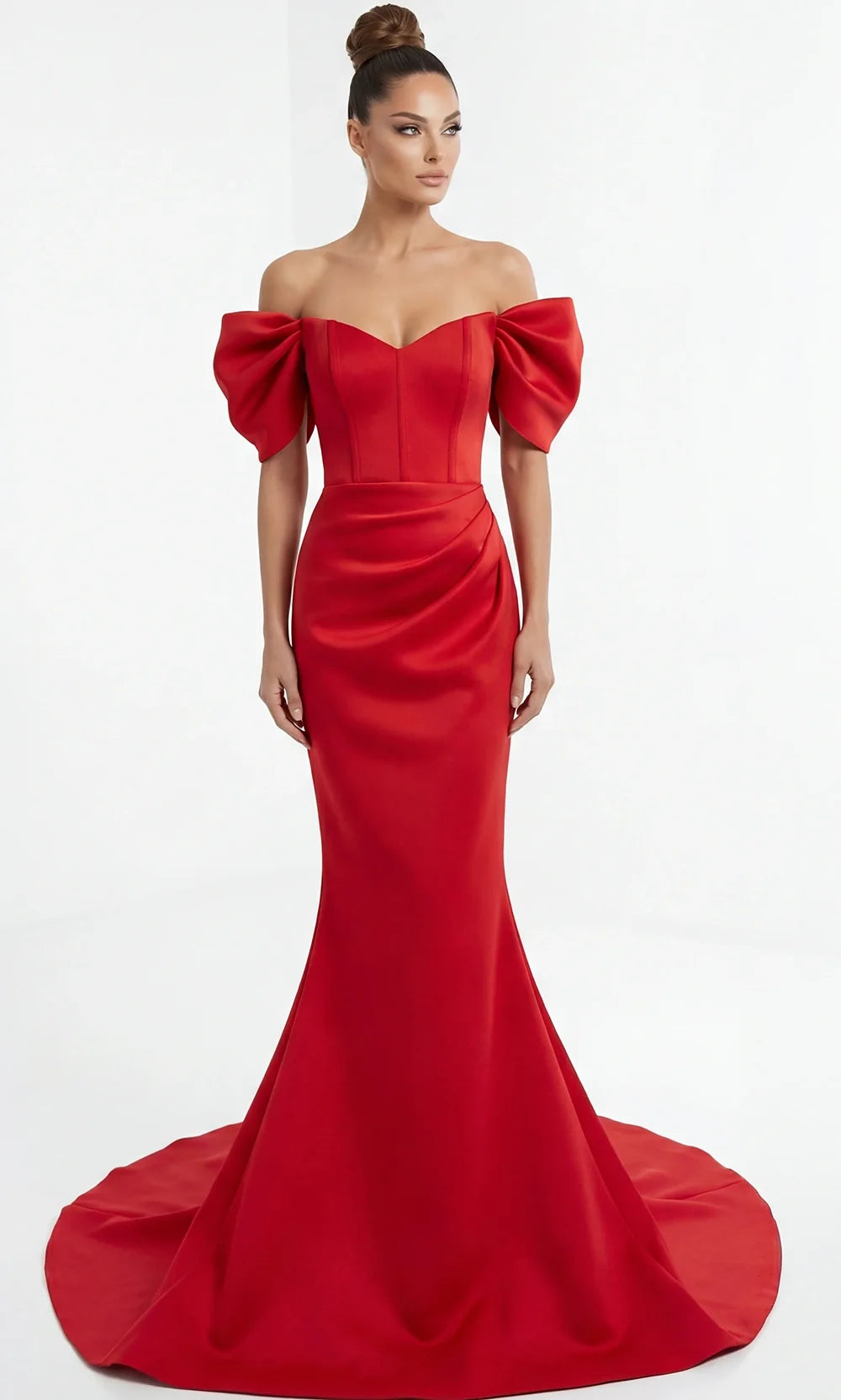 Jovani 46799 - Off Shoulder Structured Mermaid Gown Special Occasion Dress In Red