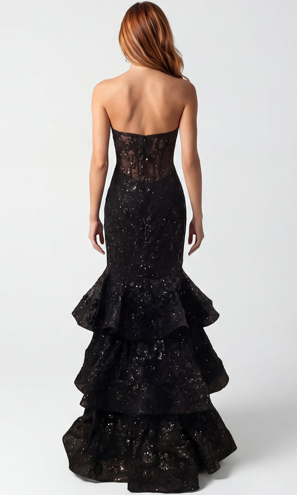 Jovani 46821 - Tiered Ruffle Strapless Prom Gown Prom Dresses  in Black  