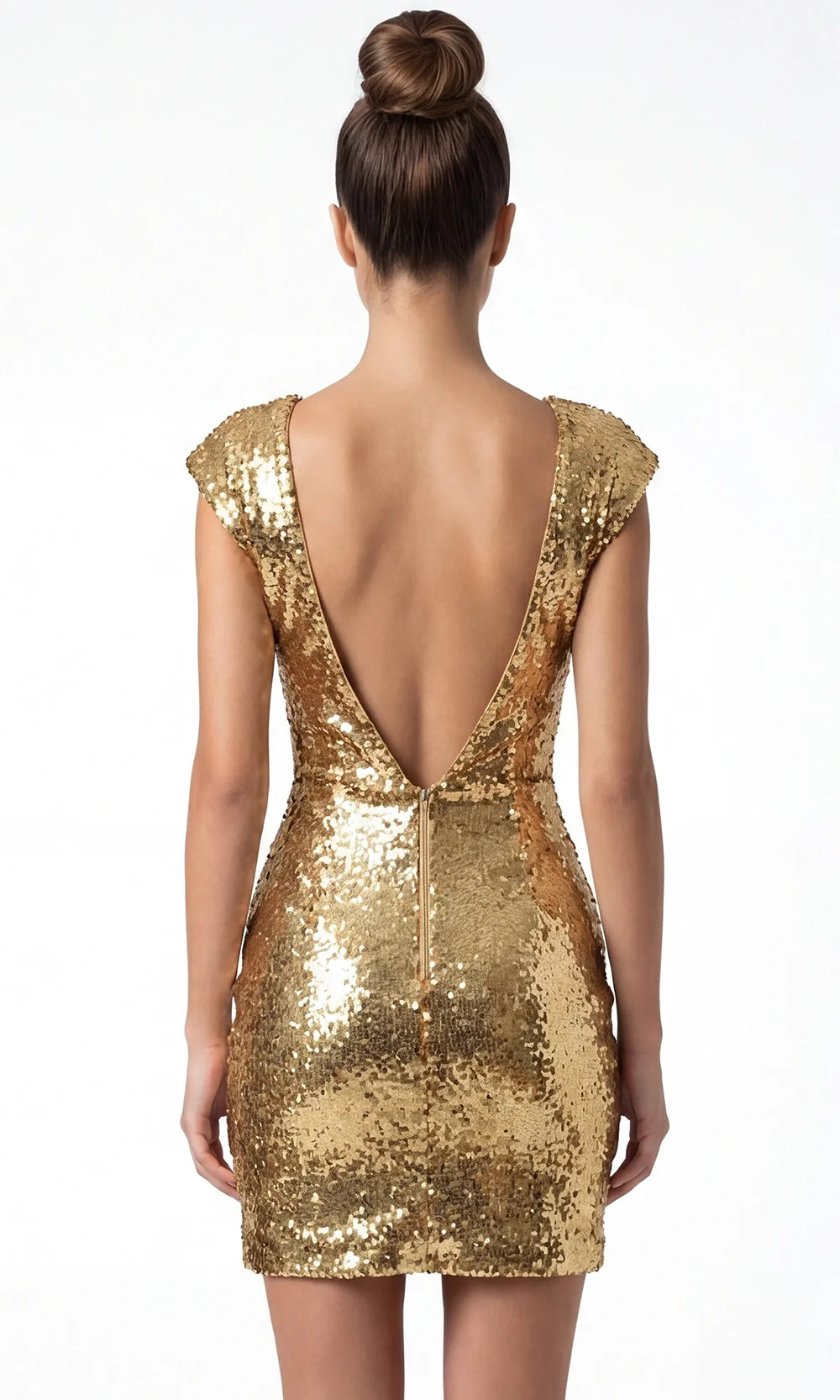 Jovani 46824 - Sparkling Sequin Cap Sleeve Bodycon Dress Cocktail Dresses  in Gold  