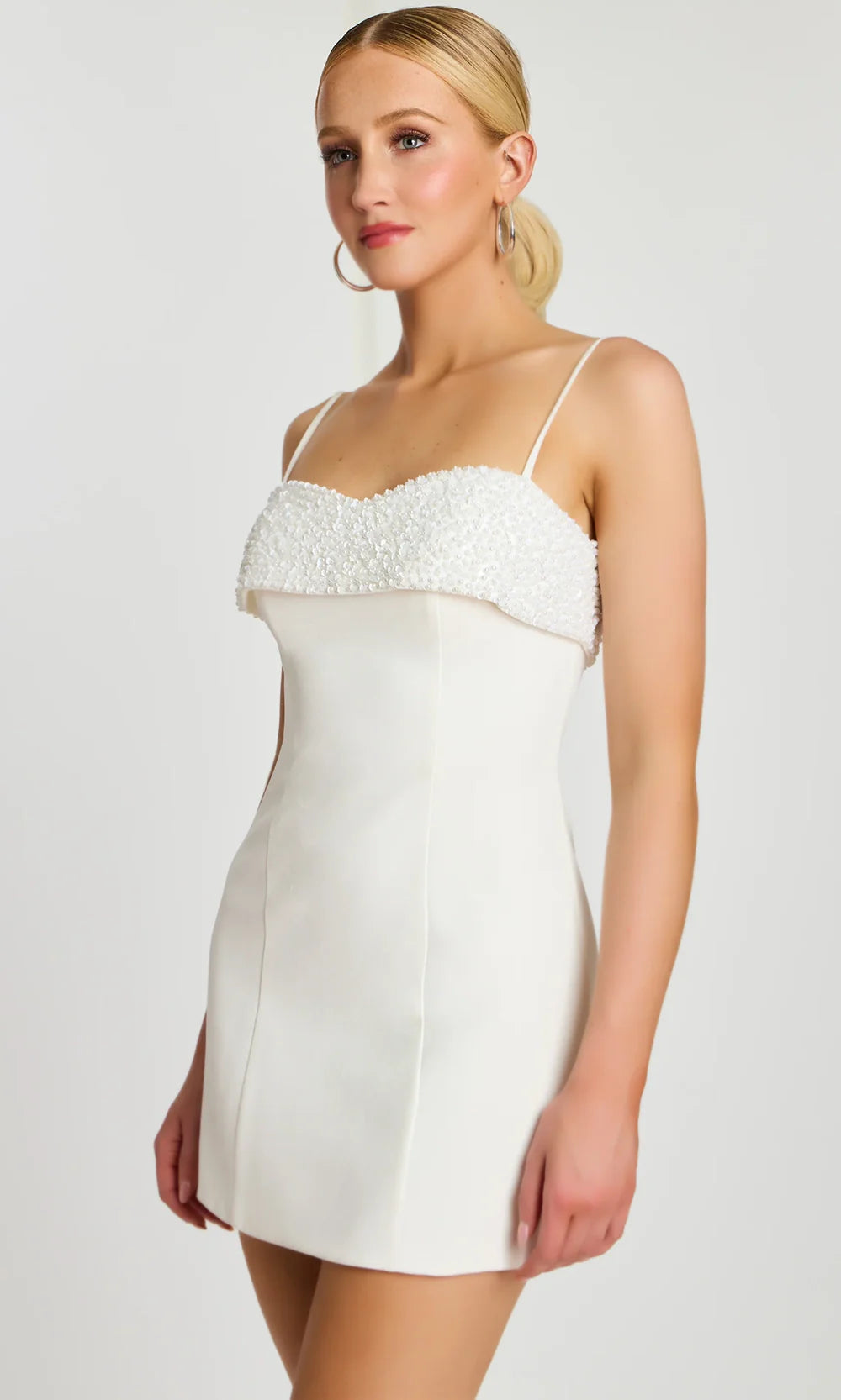 Jovani 46840 - Spaghetti Strap Pearl Embellished Cocktail Dress Prom Dresses  in Ivory  