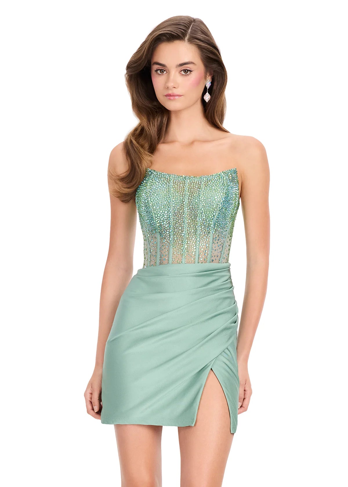 Ashley Lauren 4686 - Corset Embellished Cocktail Dress