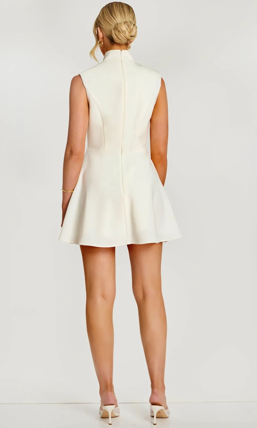 Jovani 46901 - High Neck A-Line Dress with Buttons Special Occasion Dress In Ivory