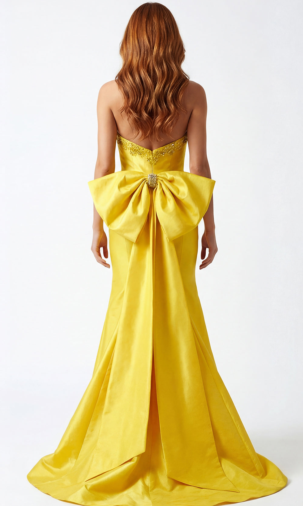 Jovani 46982 - Beaded Applique Mermaid Prom Gown Special Occasion Dress In Yellow
