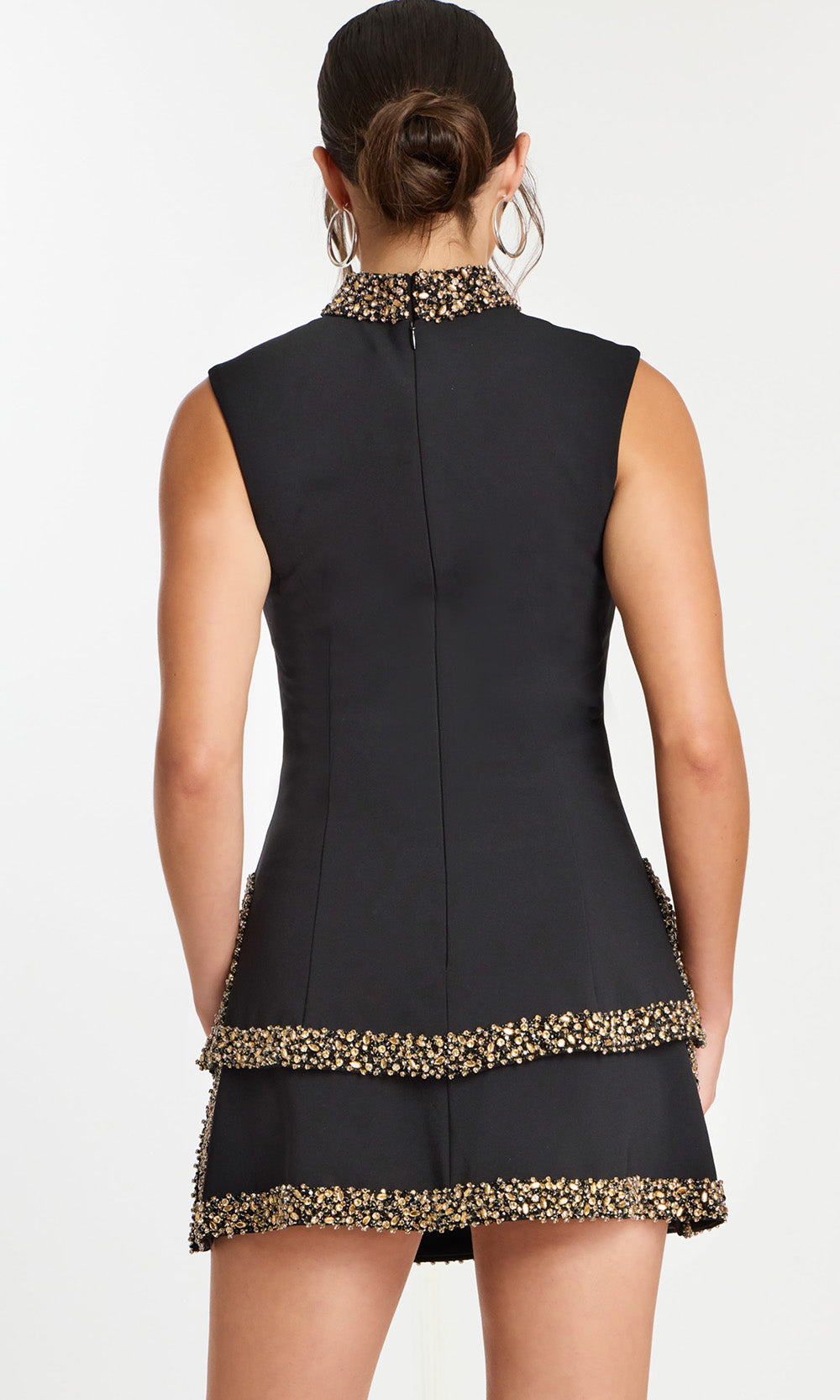 Jovani 46992 - Tiered Hem Sleeveless Beaded Dress Cocktail Dresses  in Black 