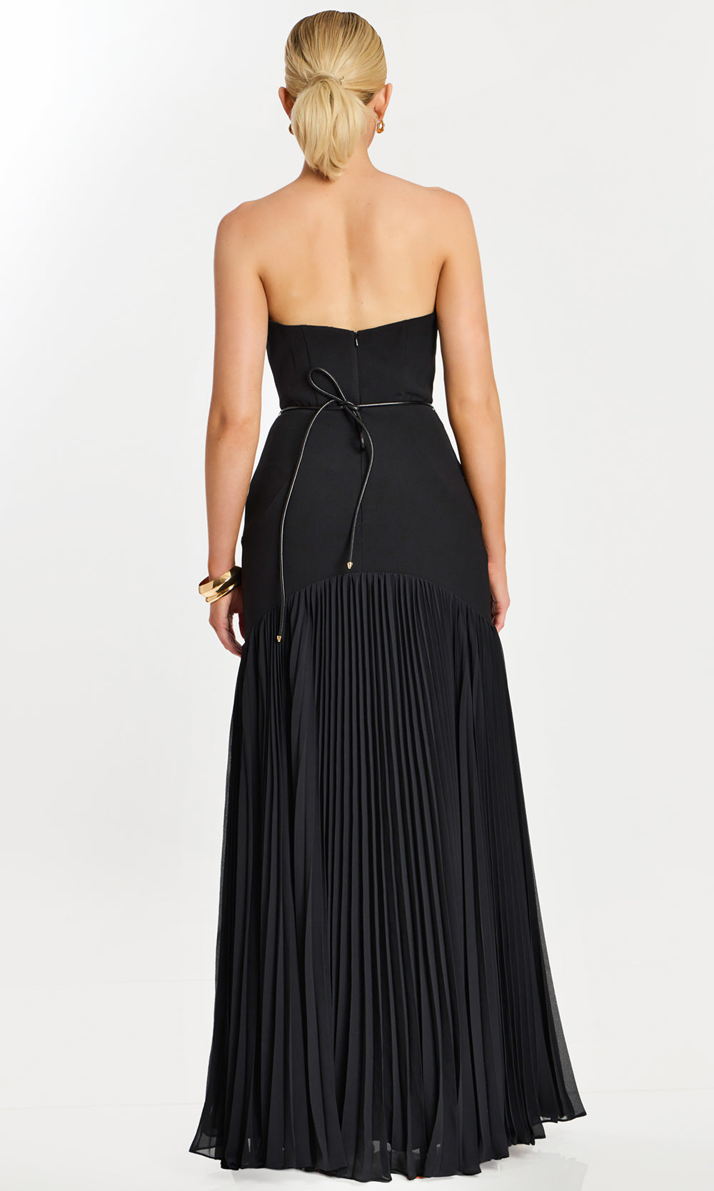 Jovani 47000 - Pleated Skirt Straight Neckline Long Dress Special Occasion Dress In Black