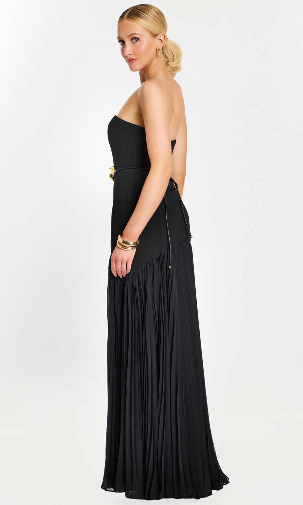 Jovani 47000 - Pleated Skirt Straight Neckline Long Dress Special Occasion Dress In Black