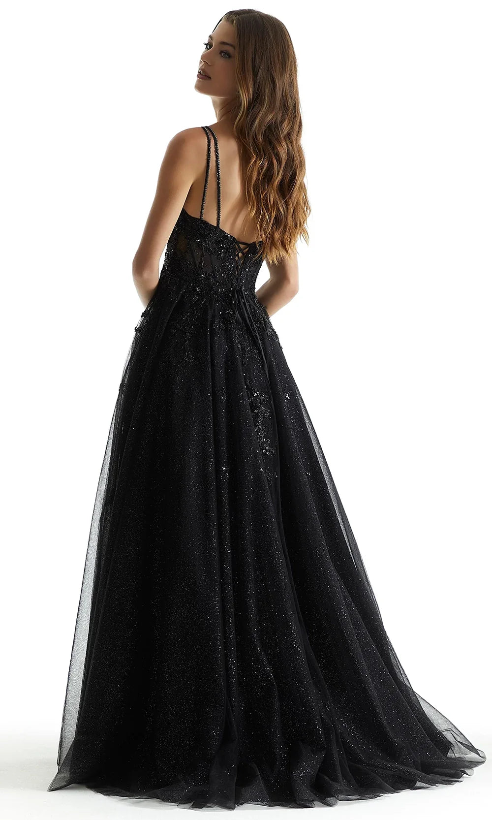 Mori Lee 49325 - Plunging Neckline Sequin Lace Gown Prom Dresses in Black