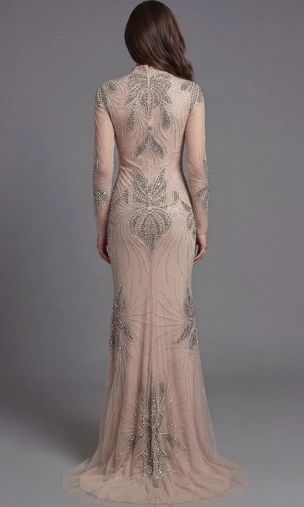 Jovani 47094 - High Neck Embellished Evening Gown Mother of the Bride Dresses  in Nude  
