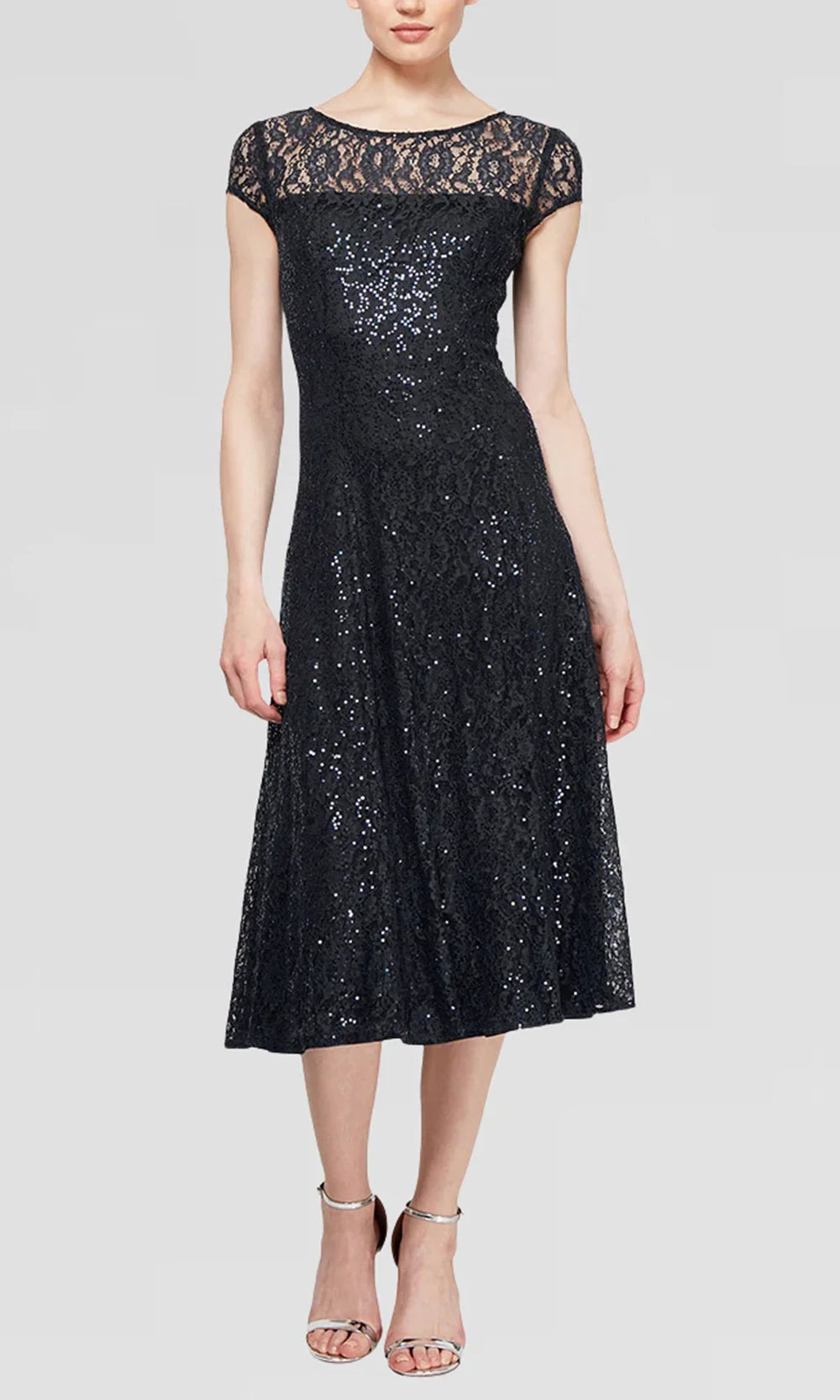 S.L. Fashions Dresses (SLNY) 9219129 - Scoop Neck Lace A-Line Dress Party Dresses