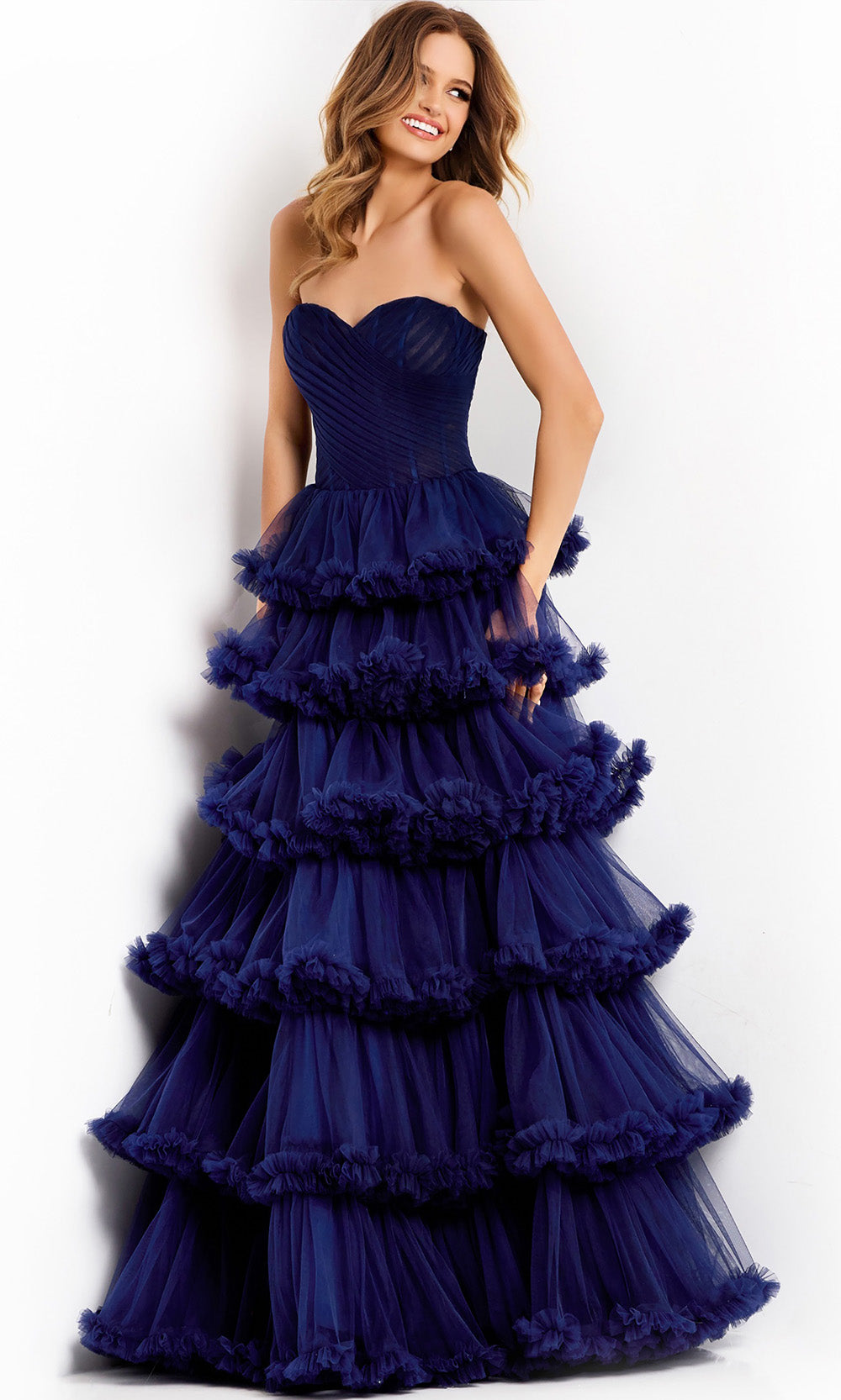 Jovani 47139 - Sweetheart Tiered Tulle Gown Prom Dresses