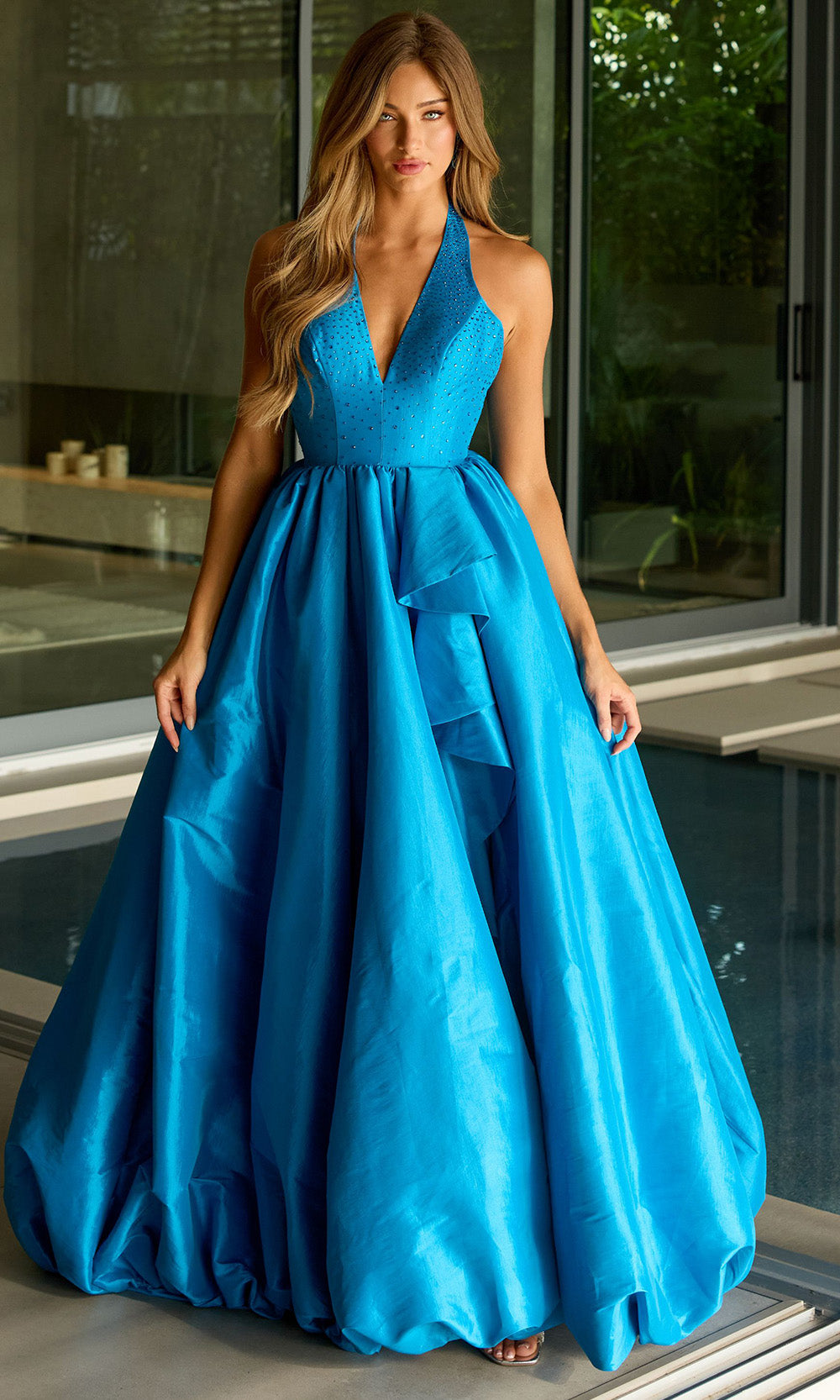 Ava Presley 47146 - Balloon Hem Beaded Halter Gown Prom Dresses