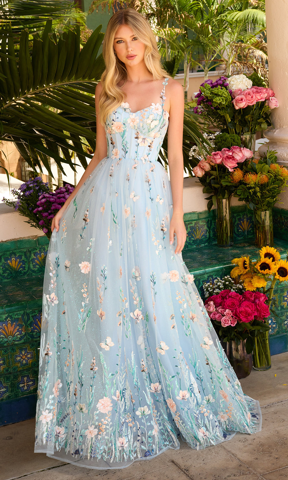 Ava Presley 47189 - Floral Embroidered Lace A?Line Evening GownProm Dresses