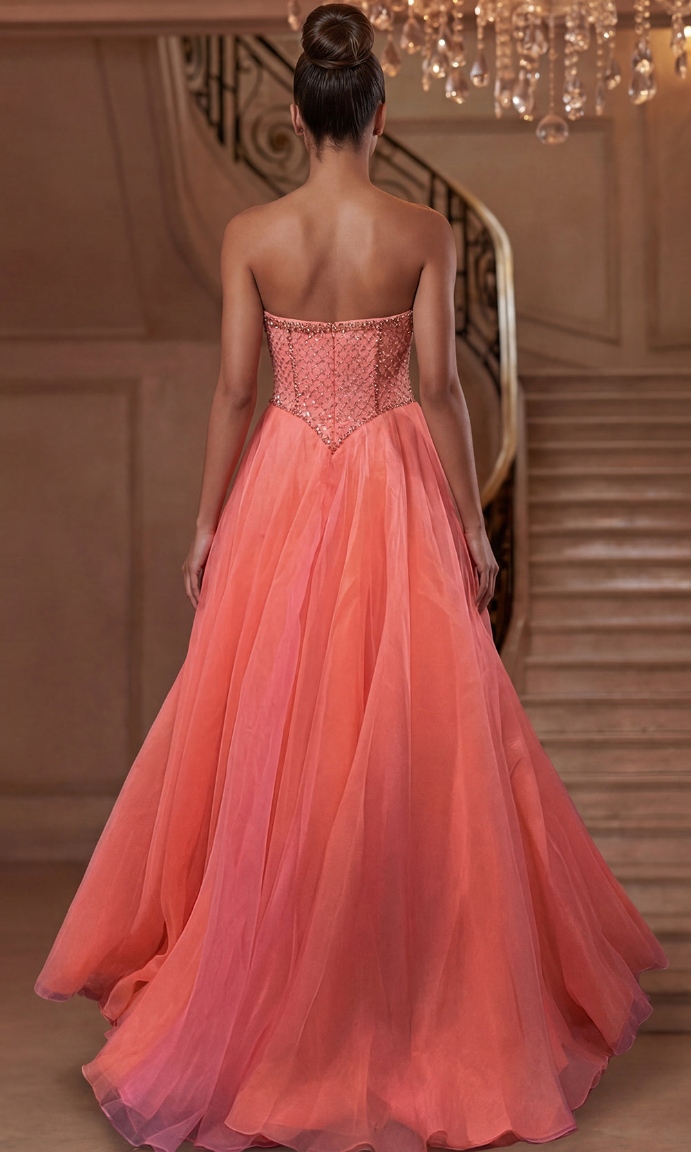 Jovani 47196 - Layered Skirt Beaded Sweetheart Prom Gown Special Occasion Dress In Orange