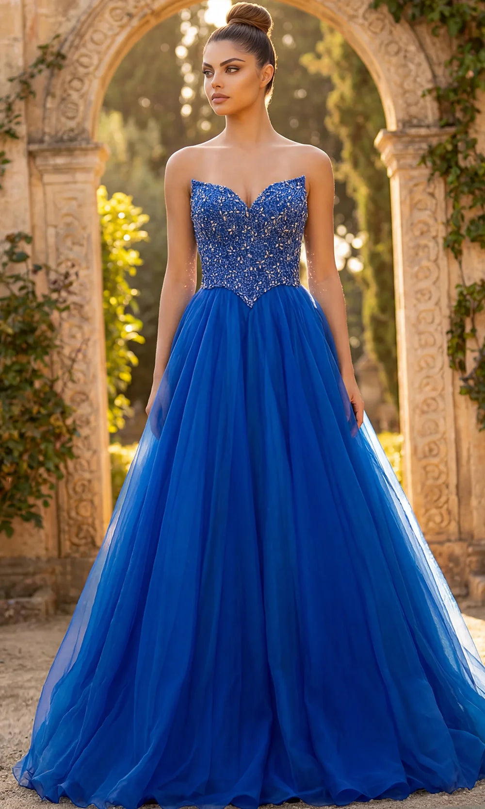 Jovani 47197 - Layered Tulle Skirt Strapless Gown Ball Gowns  in Blue  